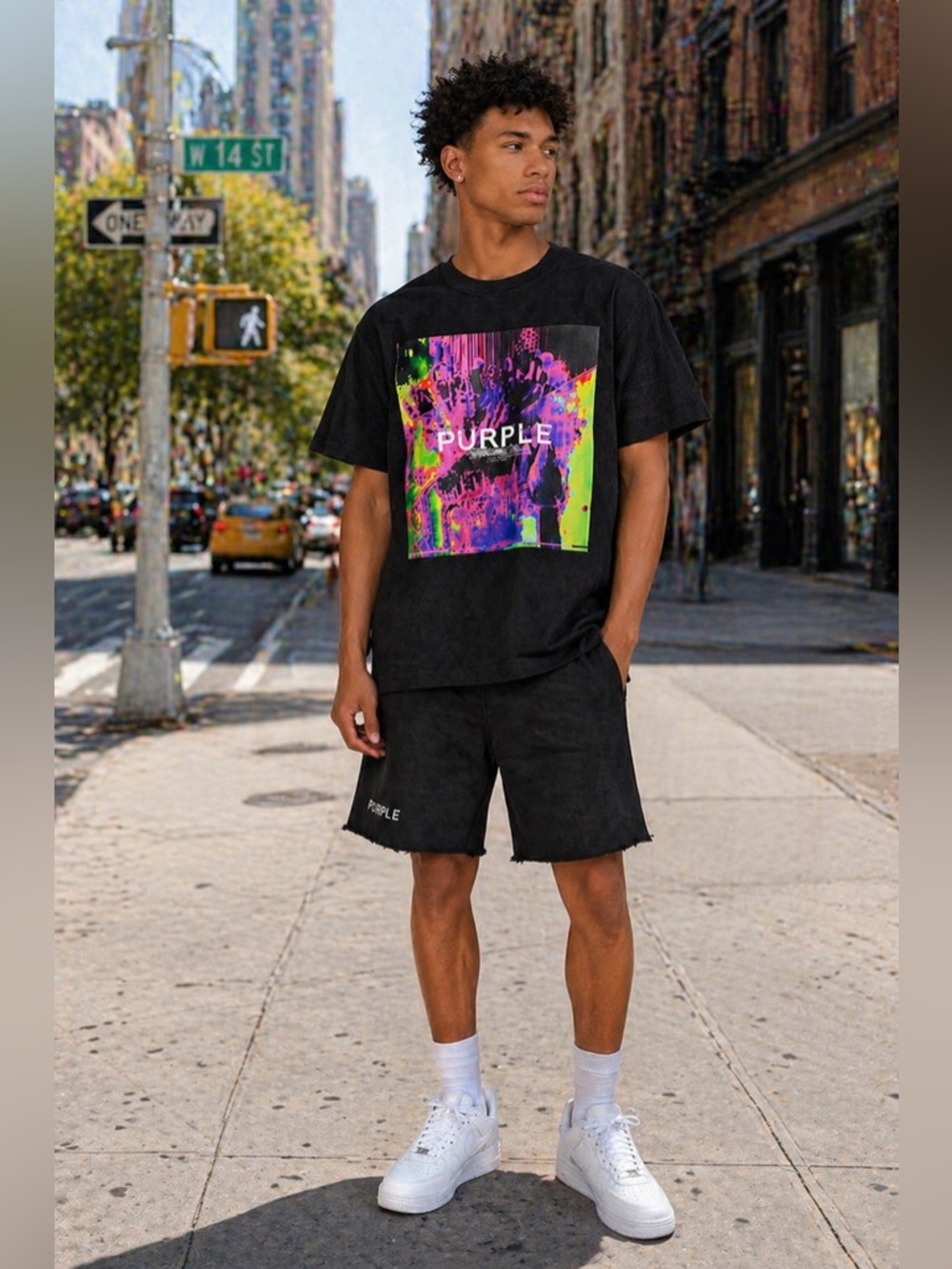 New Men Purple Brand Playback Black Beauty Textured Jersey Tee – Black – Size L